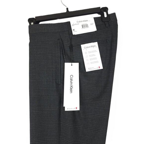 Calvin Klein Other - Calvin Klein Men's Slim-Fit Stretch Dress Pants Charcoal Blue Plaid 40x32 NWT